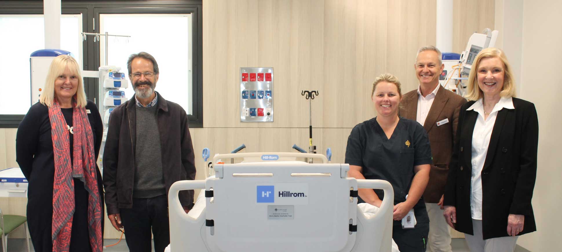 (Pictured in banner image, L-R): St John of God Geelong Hospital Director of Corporate and Service Development Taanya Widdicombe, Austin Paterson, Sharnie McAuliffe, St John of God Geelong Hospital CEO Stephen Roberts, and Gillian Hill of Percy Baxter Charitable Trust. 